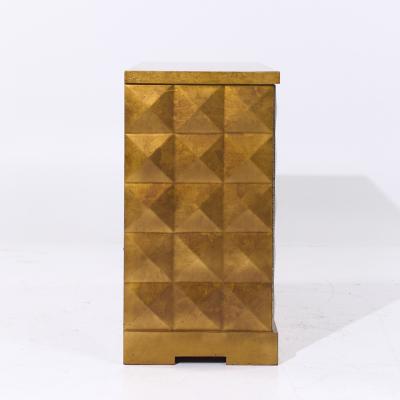 Barbara Barry Barbara Barry for Baker Mid Century Diamond Gold Leaf Cabinet Credenza