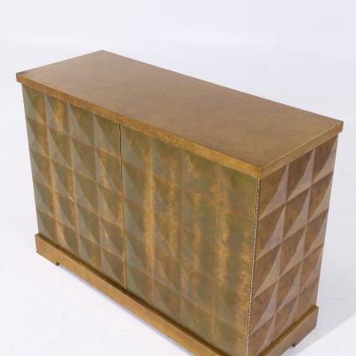 Barbara Barry Barbara Barry for Baker Mid Century Diamond Gold Leaf Cabinet Credenza