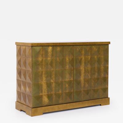 Barbara Barry Barbara Barry for Baker Mid Century Diamond Gold Leaf Cabinet Credenza