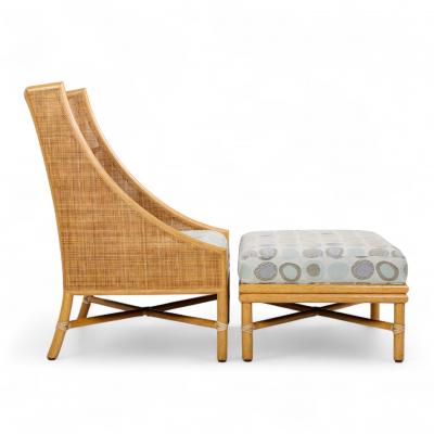 Barbara Barry Barbara Barry for McGuire Caned Lounge Chairs Pair and Ottoman