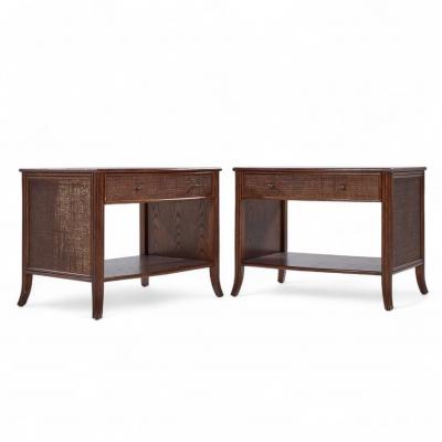 Barbara Barry Barbara Barry for McGuire Rattan Nightstands Pair