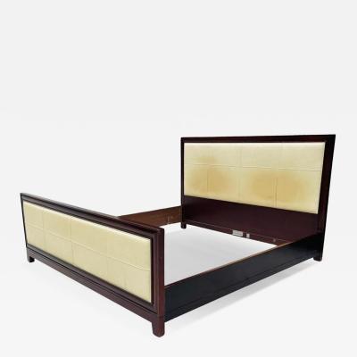 Barbara Barry Mahogany Leather Queen Bed by Barbara Barry for Baker Furniture USA Made