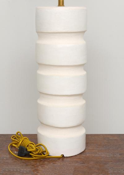 Barbara Billoud Bespoke Pair of French Cylindrical Ceramic Lamps