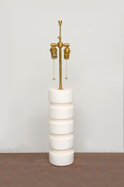 Barbara Billoud Bespoke Pair of French Cylindrical Ceramic Lamps