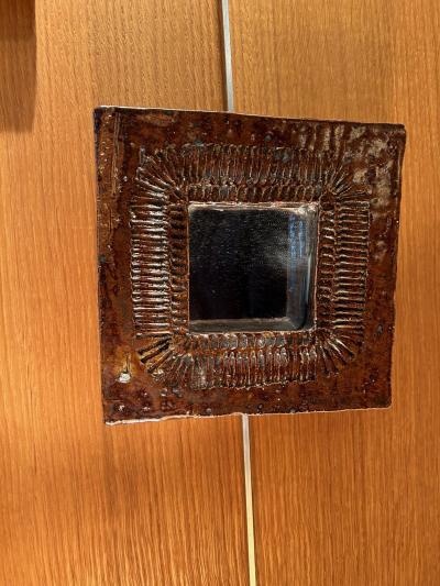 Barbara Delfosse Ceramic mirror by Barbara Delfosse La Borne 1960s