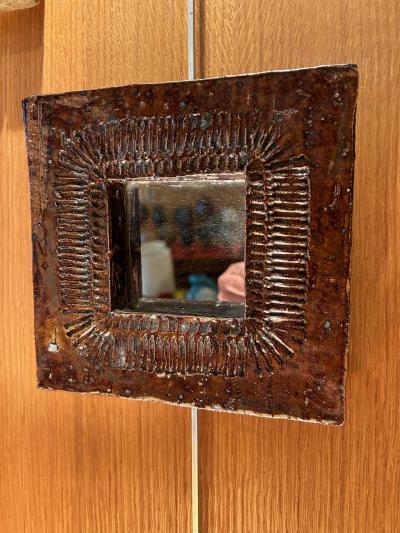 Barbara Delfosse Ceramic mirror by Barbara Delfosse La Borne 1960s