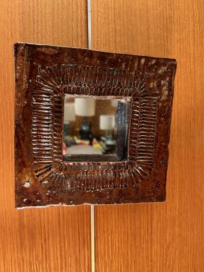 Barbara Delfosse Ceramic mirror by Barbara Delfosse La Borne 1960s