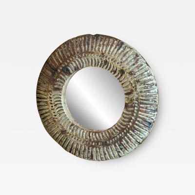 Barbara Delfosse Circular ceramic mirror by Barbara Delfosse La Borne 1960s