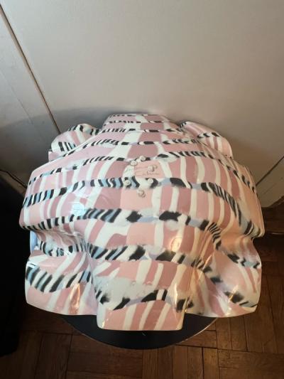 Barbara G Barbara G Cohn Bisgyer ARTIST SIGNED POST MODERN HANKERCHIEF CERAMIC PLATTER 1980s