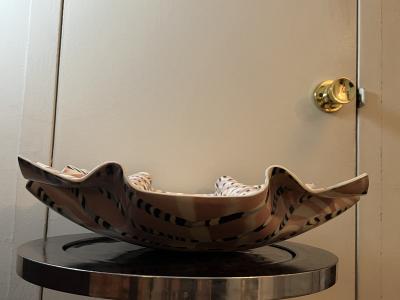 Barbara G Barbara G Cohn Bisgyer ARTIST SIGNED POST MODERN HANKERCHIEF CERAMIC PLATTER 1980s