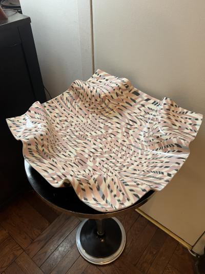 Barbara G Barbara G Cohn Bisgyer ARTIST SIGNED POST MODERN HANKERCHIEF CERAMIC PLATTER 1980s