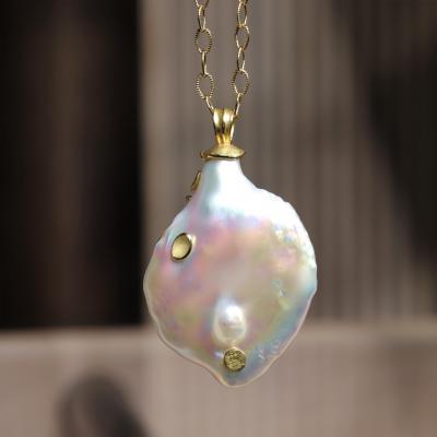 Barbara Heinrich Jumbo Iridescent Baroque Pearl Diamond Gold Necklace Barbara Heinrich 2025