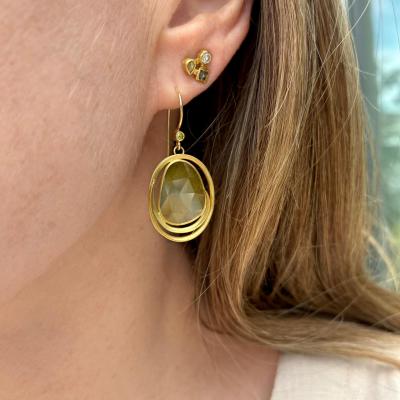 Barbara Heinrich Sage Diamond Yellow Gold One of a Kind Loop Hoop Earrings Barbara Heinrich 2026