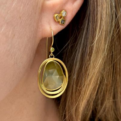 Barbara Heinrich Sage Diamond Yellow Gold One of a Kind Loop Hoop Earrings Barbara Heinrich 2026