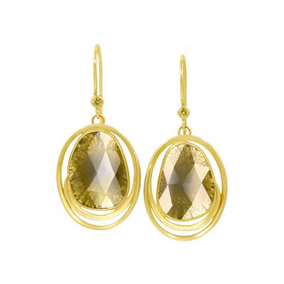 Barbara Heinrich Sage Diamond Yellow Gold One of a Kind Loop Hoop Earrings Barbara Heinrich 2026