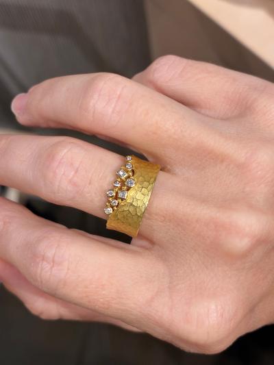 Barbara Heinrich White Diamond Yellow Gold Carved Glacier Ring Barbara Heinrich 2025