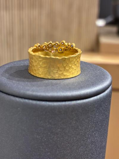 Barbara Heinrich White Diamond Yellow Gold Carved Glacier Ring Barbara Heinrich 2025