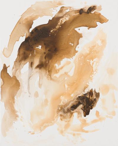 Barbara Kiskovski Abstract Acrylic Brown Wash Painting on Canvas