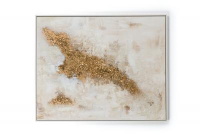 Barbara Kiskovski Abstract Mixed Media Gold Textural Painting on Canvas