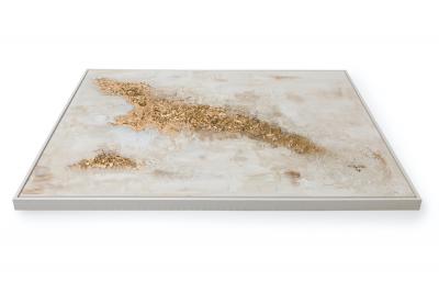 Barbara Kiskovski Abstract Mixed Media Gold Textural Painting on Canvas