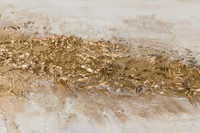 Barbara Kiskovski Abstract Mixed Media Gold Textural Painting on Canvas