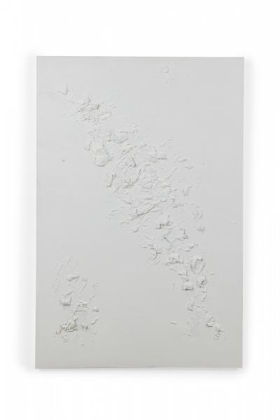 Barbara Kiskovski Abstract Mixed Media White Textural Painting on Canvas