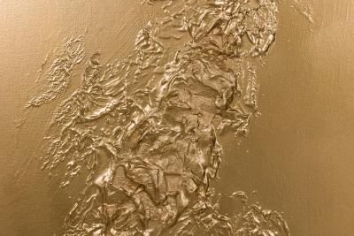 Barbara Kiskovski Framed Mixed Media Gold Textural Abstract Painting