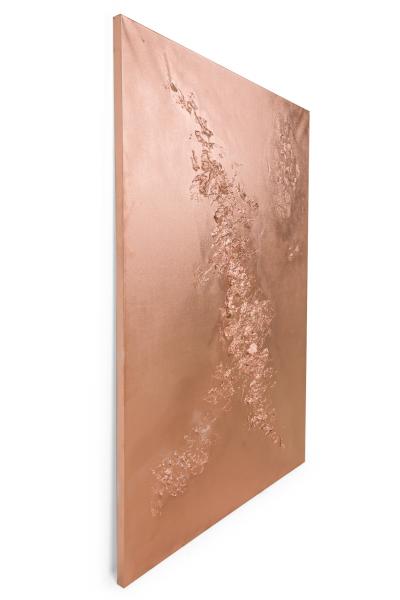 Barbara Kiskovski Mixed Media Metallic Copper Textural Painting on Canvas
