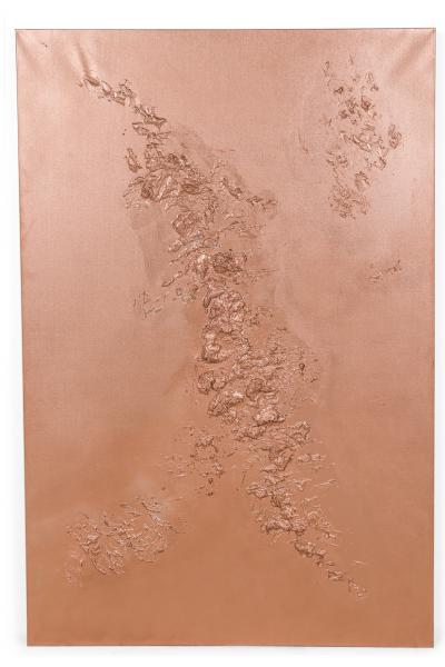 Barbara Kiskovski Mixed Media Metallic Copper Textural Painting on Canvas