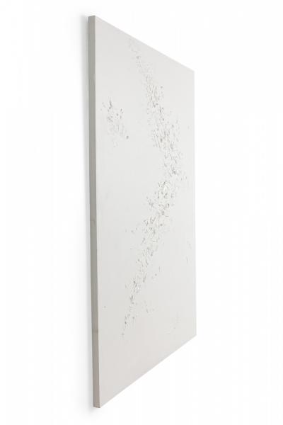 Barbara Kiskovski Triptych of White Textural Paintings on Canvas