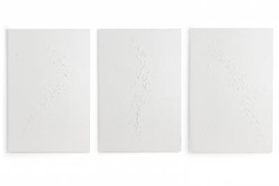 Barbara Kiskovski Triptych of White Textural Paintings on Canvas