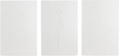 Barbara Kiskovski Triptych of White Textural Paintings on Canvas