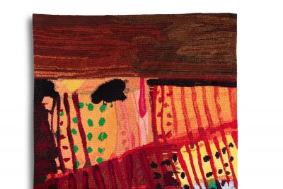 Barbara Rae Handwoven Wool Cotton Tapestry Titled Olive Terraces Zahara 2009