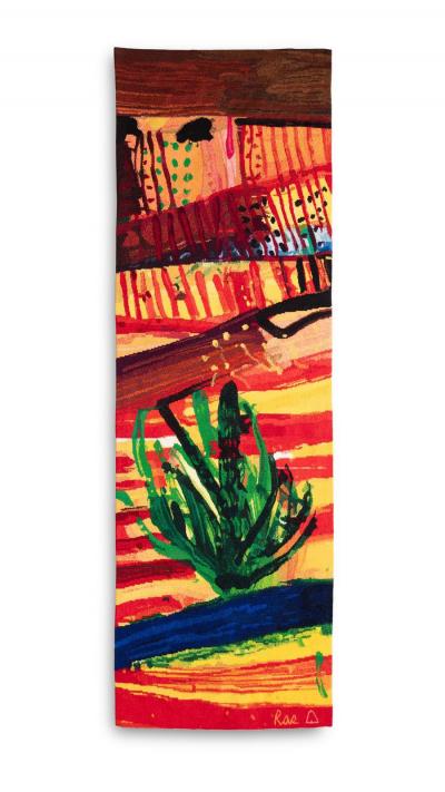 Barbara Rae Handwoven Wool Cotton Tapestry Titled Olive Terraces Zahara 2009