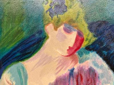 Barbara Wood Art Deco Monumental Oil on Paper USA 20th c 