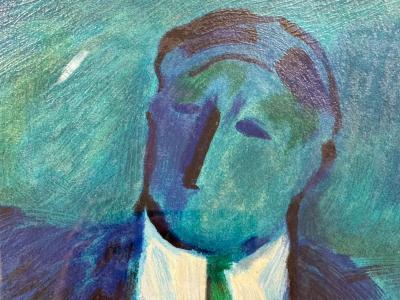 Barbara Wood Art Deco Monumental Oil on Paper USA 20th c 