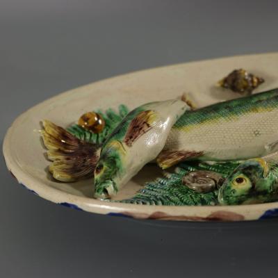 Barbizet French Palissy Majolica Platter with Fish
