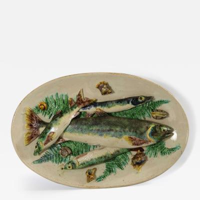 Barbizet French Palissy Majolica Platter with Fish