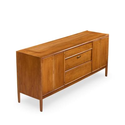 Barney Flagg Barney Flagg for Drexel Parallel Mid Century Walnut and Cane Credenza and Hutch