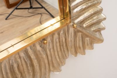 Barocco style Gilded Leaf Silver Leaf Murano Glass Mirror