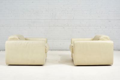 Baron Lounge Chairs by Robert Haussmann for Stendig Cream Leather 1970