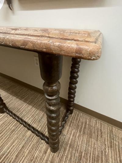 Baroque Barley Twist Console Table Tortoise Marble Bronze 19th Century