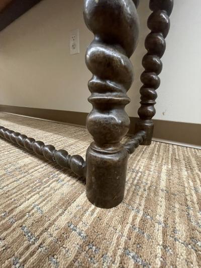 Baroque Barley Twist Console Table Tortoise Marble Bronze 19th Century