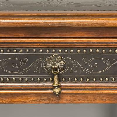 Baroque Barley Twist Console Turned Wood Gray Etched Metal USA 2000s