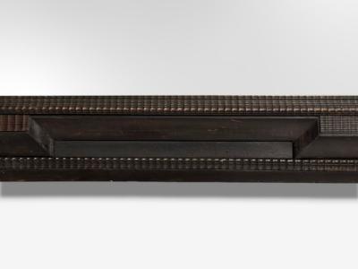 Baroque Ebonized Wood Dutch Ripple Frame Large Wall Mirror 19th C 