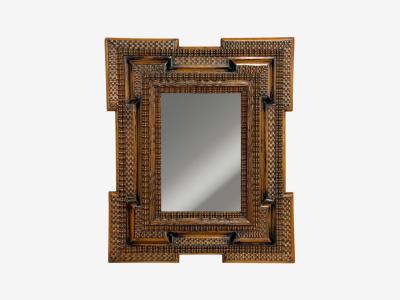 Baroque Flemish Ripple Mirror Carved Walnut Mirror Belgium 18th c 