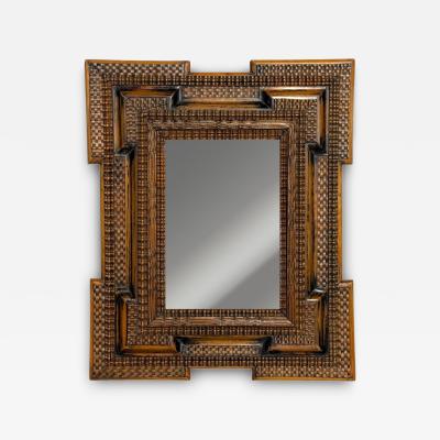Baroque Flemish Ripple Mirror Carved Walnut Mirror Belgium 18th c 