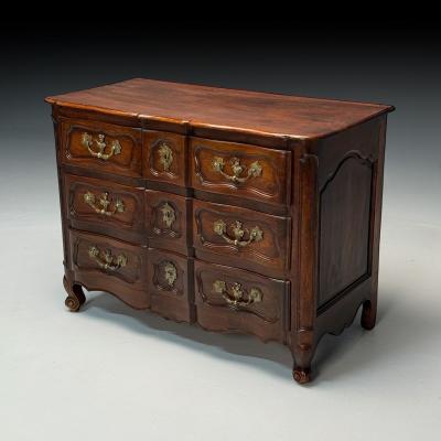 Baroque French Louis XV Provincial Cabinet Walnut Patinated Brass 18th C 