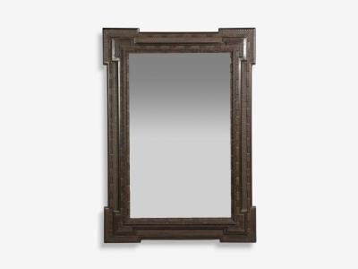 Baroque Monumental Dutch Ripple Frame Wall Mirror Ebonized Wood 19th c 
