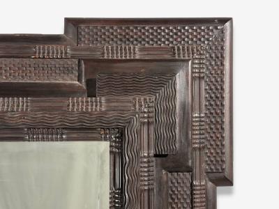 Baroque Monumental Dutch Ripple Frame Wall Mirror Ebonized Wood 19th c 